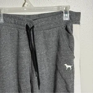 Pink‎ Victoria’s Secret Women Gray/White Joggers Sweatpants Cozy size L thumbnail 4