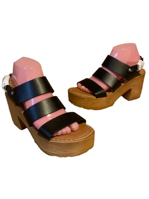 Musse And Cloud Black Leather "Frisa" Platform Sandals (10) thumbnail 2