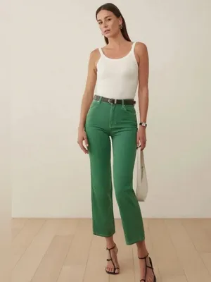 Reformation Cowboy High Rise Straight Leg Jeans in Green thumbnail 2