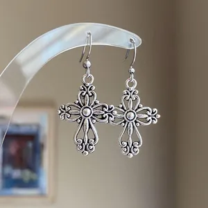 Handmade vintage antique goth cross earrings✝️ thumbnail 2