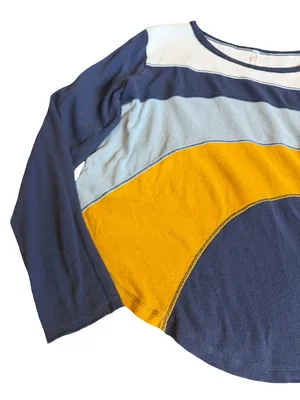 Free People Movement Navy Mustard Colorblock Long Top Shirt Swing Medium Women's thumbnail 2