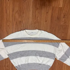 Garage Striped Cropped Sweater Women S Gray Neutral Soft Girl Preppy Sustainable thumbnail 11