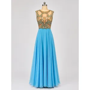 NWT Sherri Hill 50160 Light Blue Beaded Illusion Chiffon Gown Dress Size 2‎ thumbnail 2