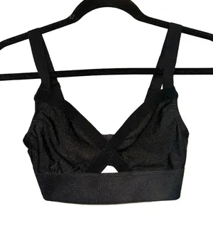 TopShop Black Bralette Crop Top Size 2 Cutout Twist Front Stretch Minimalist‎ thumbnail 1
