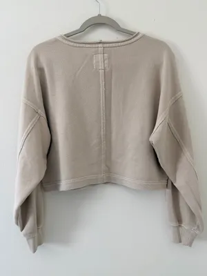 Aerie Beach Party Earthy Neutral Crop Raw Seam French Terry Crewneck size small thumbnail 3