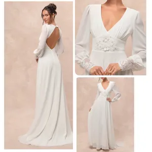 Lulus Angelic Adoration White Backless Maxi Dress Size XL NWT Wedding Vintage thumbnail 2