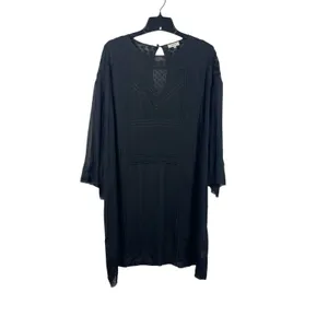 Wilfred Aritzia Black Embroidered Shift Dress L Sheer Lace Yoke Cover Up thumbnail 2