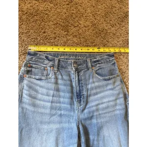 American Eagle Super High Rise Baggy Wide Leg Jeans Light Wash Womens 4 Long thumbnail 3