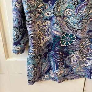 Chico's Size 2 Blue‎ Abstract Floral Paisley Print Blouse Top Shirt Size Large thumbnail 11