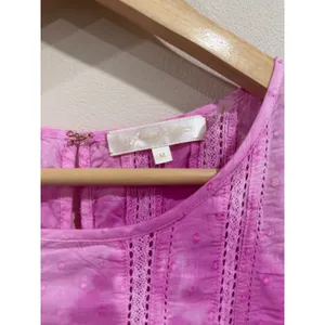 LoveShackFancy Natasha Mini Dress Begonia Hand Dye Pink Ruffle Lace Size M thumbnail 10