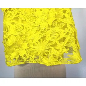 Marc New York Chartreuse 3D Floral Lace Crop Top M Tie Back Party Statement NWT thumbnail 4
