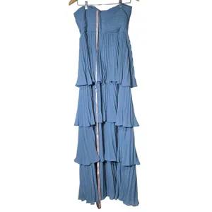 Lulus Seriously Sensational Light Blue Strapless Tiered Maxi Dress M NEW thumbnail 4