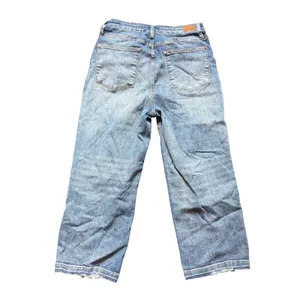 Judy Blue Wide Leg Crop Jeans Womens 11/30 Blue Distressed Raw Hem JB88592 Denim thumbnail 3