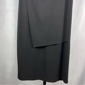 bar III Dress Womens Medium Black Drapey Sleeveless Keyhole Button Cocktail Midi thumbnail 8