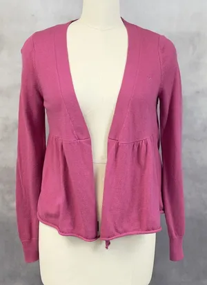 Aerie Cardigan Sweater Womens Large Pink Peplum Open‎ Front Girly Coquette Girly thumbnail 1