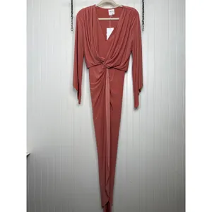 NWT Misa Los Angeles Teget Twisted Maxi Dress Blush Pink Long Sleeve Wedding XS thumbnail 3