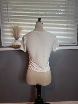 Haute Monde White Twist Front Sweetheart Neck Top Size L Y2K thumbnail 6