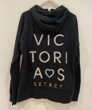 Victoria’s Secret sequin zip up hoodie black size M thumbnail 1