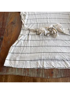 Anthropologie T.La Annabelle Off-White Black Striped Short Sleeve Tie Waist XL thumbnail 4