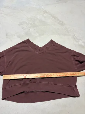 Aerie brown Women’s V-Neck Cropped sweatshirt medium thumbnail 4