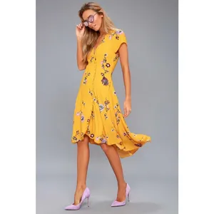 Free People FP Yellow Lost in You Floral Midi Dress XS thumbnail 10