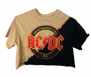 ac/dc high voltage rock ‘n’ roll 1976 Crop shirt Black Yellow Tee thumbnail 1