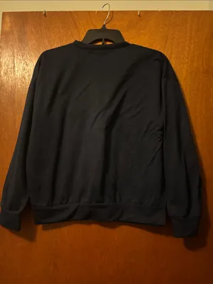 SHEIN Navy Crewneck Sweatshirt with White and Red Text thumbnail 2