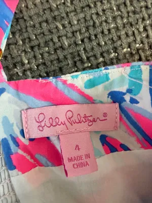 Lilly Pulitzer Pink & Blue Faux Button-Front Mini Dress Structured Bodice Size 4 thumbnail 11