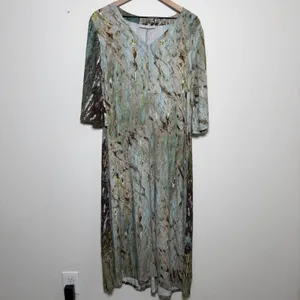 Bryn Walker Women Lilana Aquario Italian Maxi Dress Small Abstract Arsty‎ Lagen thumbnail 2