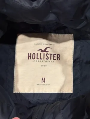Hollister Navy Blue Puffer Vest Mock Neck Collar Seagull Logo Embroidered Size M thumbnail 2