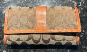 COACH‎ Vintage Hampton Brown Signature Leather Card Case Wallet Clutch C thumbnail 1