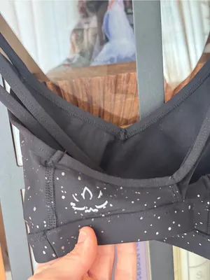 BEYOND YOGA Double Back Alloy Speckled sports Bra metallic workout criss cross thumbnail 6