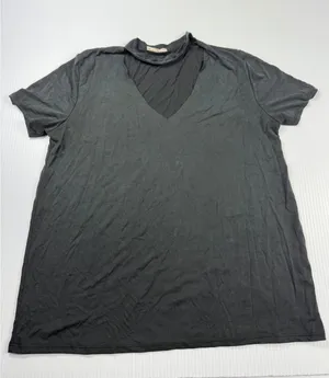 Hummingbird Cut Out Neck T-Shirt Casual‎ Top Comfy Tee Black Size S thumbnail 1