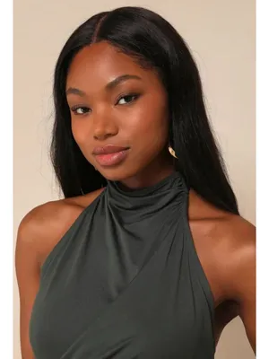 NWT Lulus Cute Inspiration Dark Green Sleeveless Halter Top - Size: Extra Small thumbnail 7
