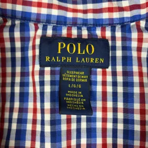 Polo Ralph Lauren Pajama Shirt Mens Large Red Blue Check Cotton Sleepwear thumbnail 4