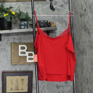NEW State Of Day Womens Lace-Trim Camisole Pajama Top 100198303MS Tango Red 2XL thumbnail 2