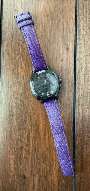 Coach Y2K Purple Leather Strap Watch with Black Dial thumbnail 1