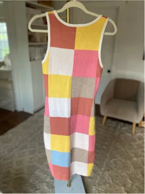 Andrée by Unit Colorblock Knit Midi Dress Pink Yellow Checkerboard‎ Buttery Soft thumbnail 3