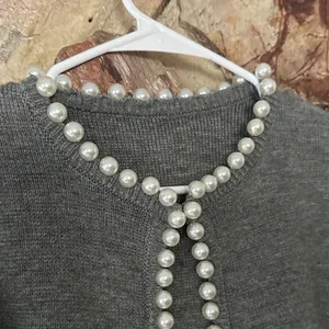 Commense Pearl Trim Ripped Hem Cardigan size small thumbnail 3