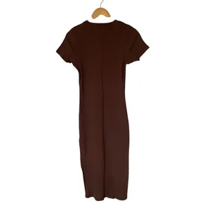 Cotton On Chocolate Brown T shirt Ribbed Maxi Dress Minimalist Basic Casual sz M thumbnail 7