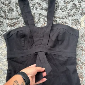 French Connection Lagonlook X Neckline Dress Black Small thumbnail 2