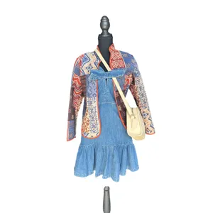 💙 Bebe Denim Bow Ruffled Mini Dress Size 6 thumbnail 5