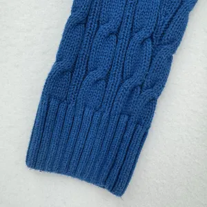 Jeanne Pierre Cable Knit Sweater Women L Blue 100% Cotton V Neck Preppy Coastal thumbnail 4