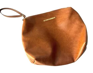 Steve Madden Clutch Bag Y2K Faux Leather Wristlet Zipper Cognac Classic Minimal thumbnail 1