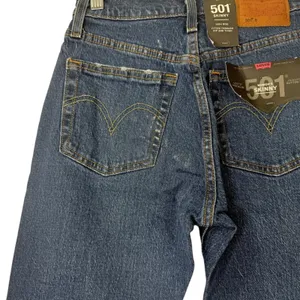 Levi's Women 501 Skinny Jeans 23x28 Blue High Rise Button‎ Fly Dark Wash Denim thumbnail 5