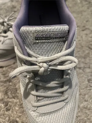 Skechers Light Gray and Lavender Lace-Up Athletic Sneakers thumbnail 3