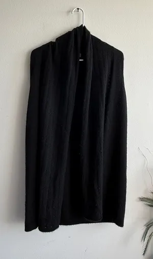 Neiman Marcus Cashmere Vest Womens Medium Black Draped‎ Open Front Cardigan Luxe thumbnail 1