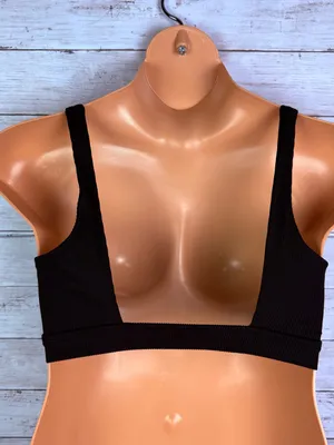 Aerie Black Ribbed Square-Neck Bralette - Women Intimates Size Large thumbnail 3