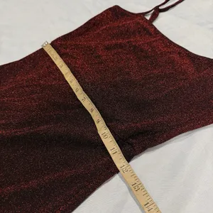 NWT Shein Burgundy Glitter Maxi Dress NWT- Split Thigh Bodycon Prom Gown Sz XS thumbnail 9