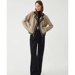 Commense NWT Women Small Tan Knit Open Front Cardigan Quiet Luxury Old Money thumbnail 3